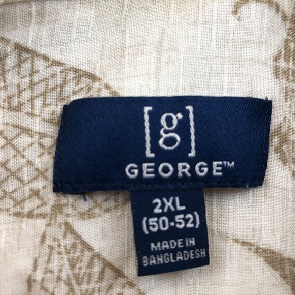 George Mens Hawaiian Shirt Size 2XL Beige Short Sleeve Button Up Casual Travel - Picture 3 of 8